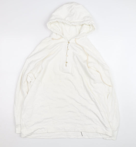 Aerie Women’s White Small Henley Hooded Cotton Jumper