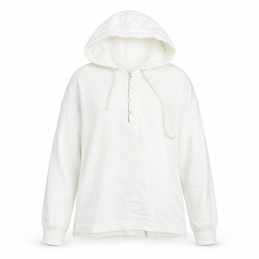 Aerie Women’s White Small Henley Hooded Cotton Jumper