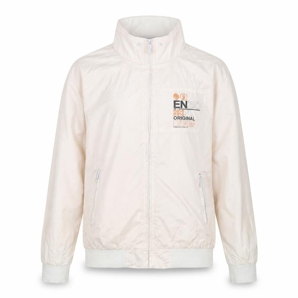 ENZO Women Ivory Bomber Jacket Size 6 Lightweight Zip Casual