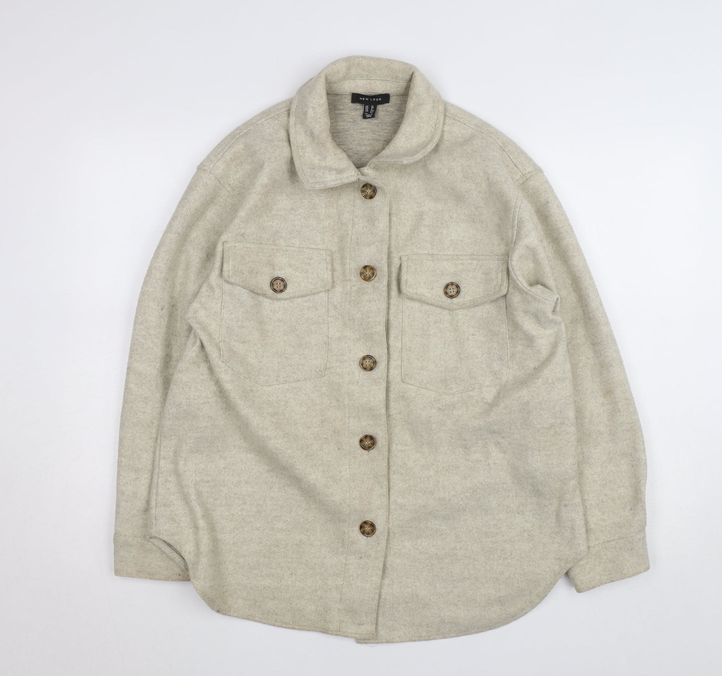 New Look Women Beige Mid-Length Button Jacket Size 12