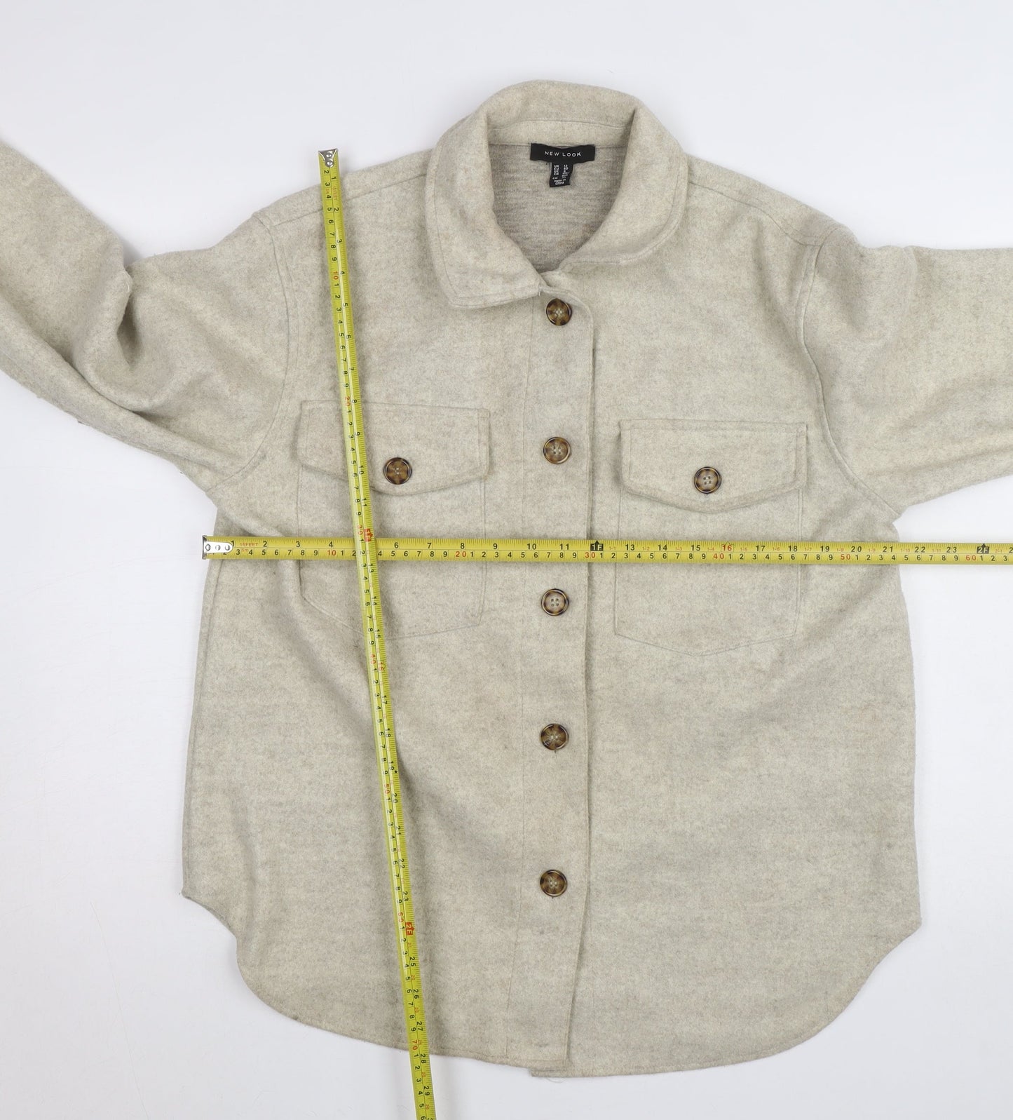 New Look Women Beige Mid-Length Button Jacket Size 12