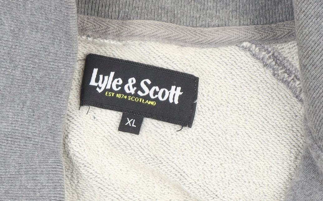 Lyle & Scott Men's Grey Full Zip High Neck Cotton Jumper XL