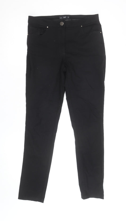 F&F Women's Black Cotton Blend Slim Fit Jegging Trousers UK 10
