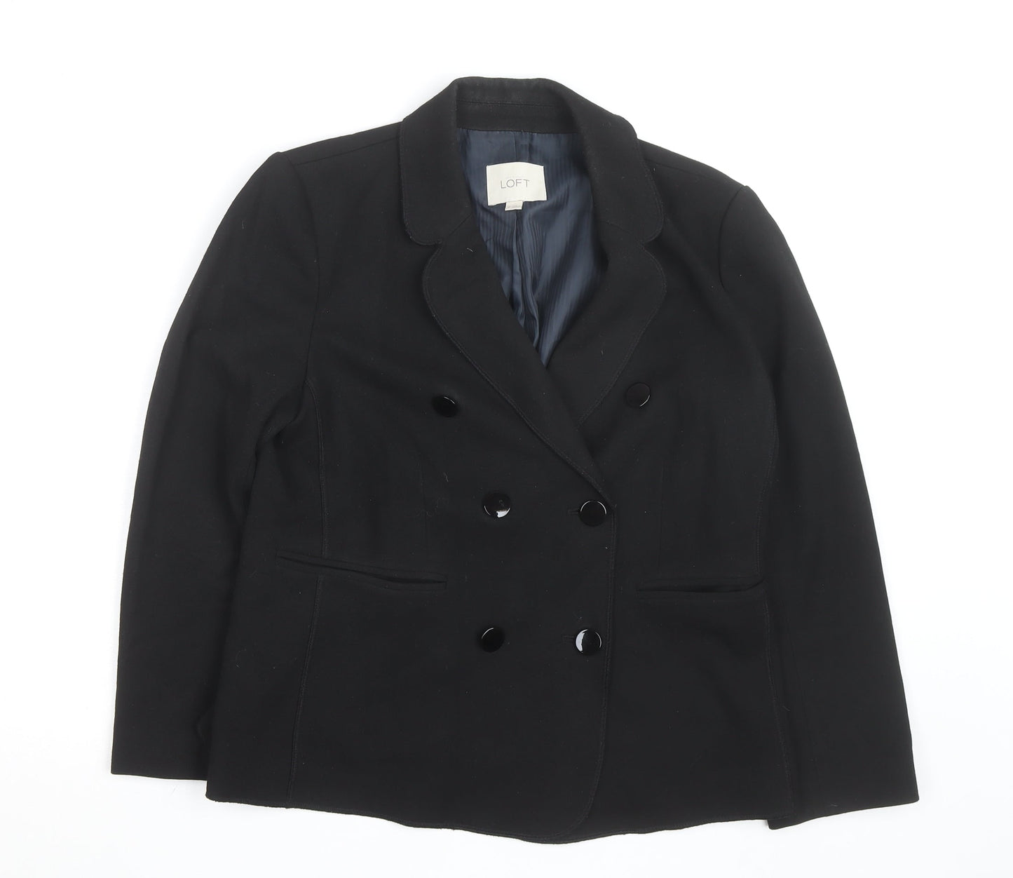 Loft Womens Black Blazer Jacket Size 10 Regular Fit Business Casual
