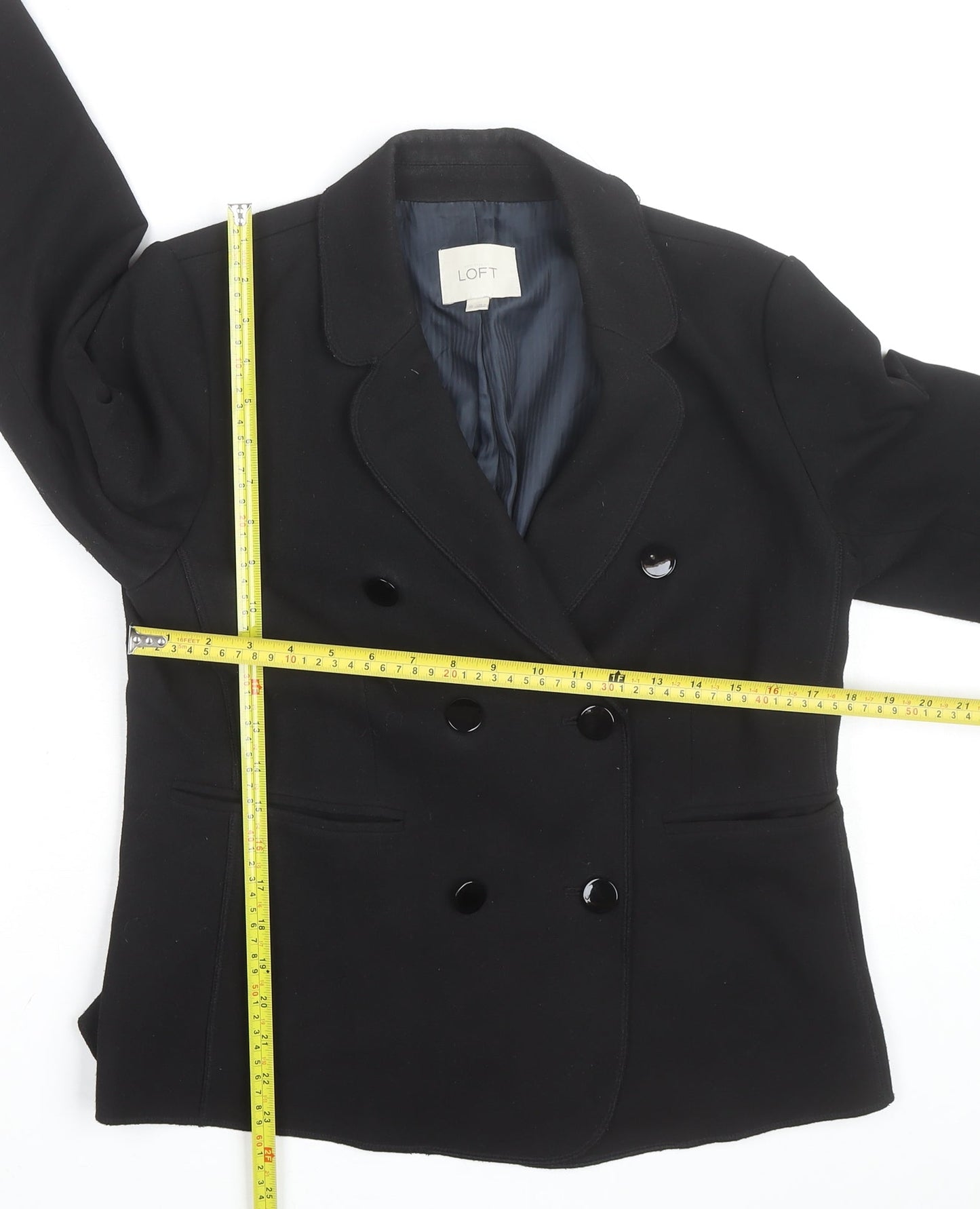 Loft Womens Black Blazer Jacket Size 10 Regular Fit Business Casual