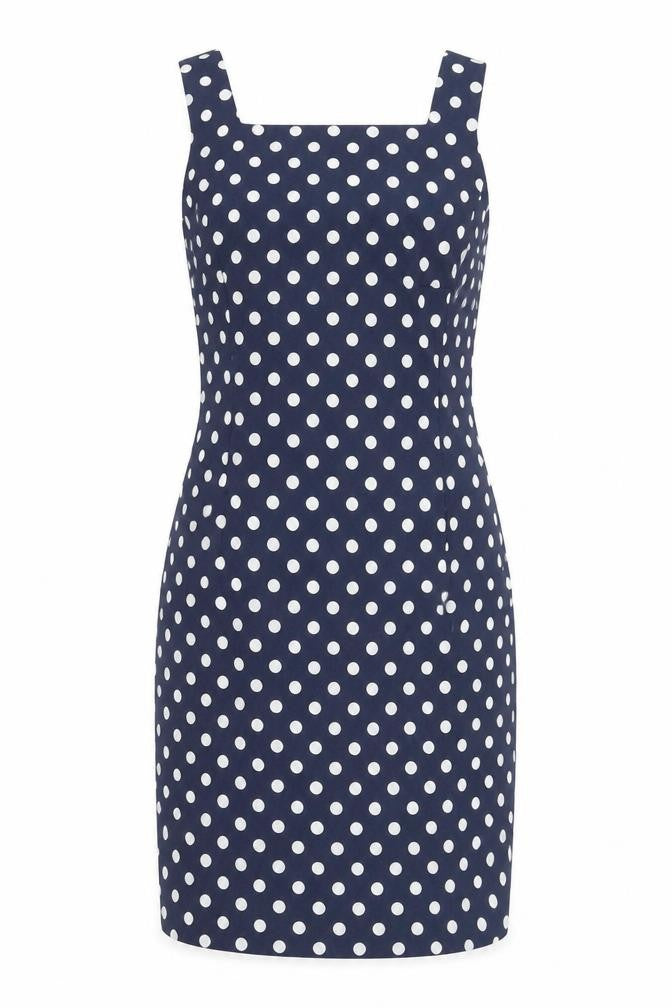 Ralph Lauren Women Blue White Polka Dot Sheath Dress Size 4