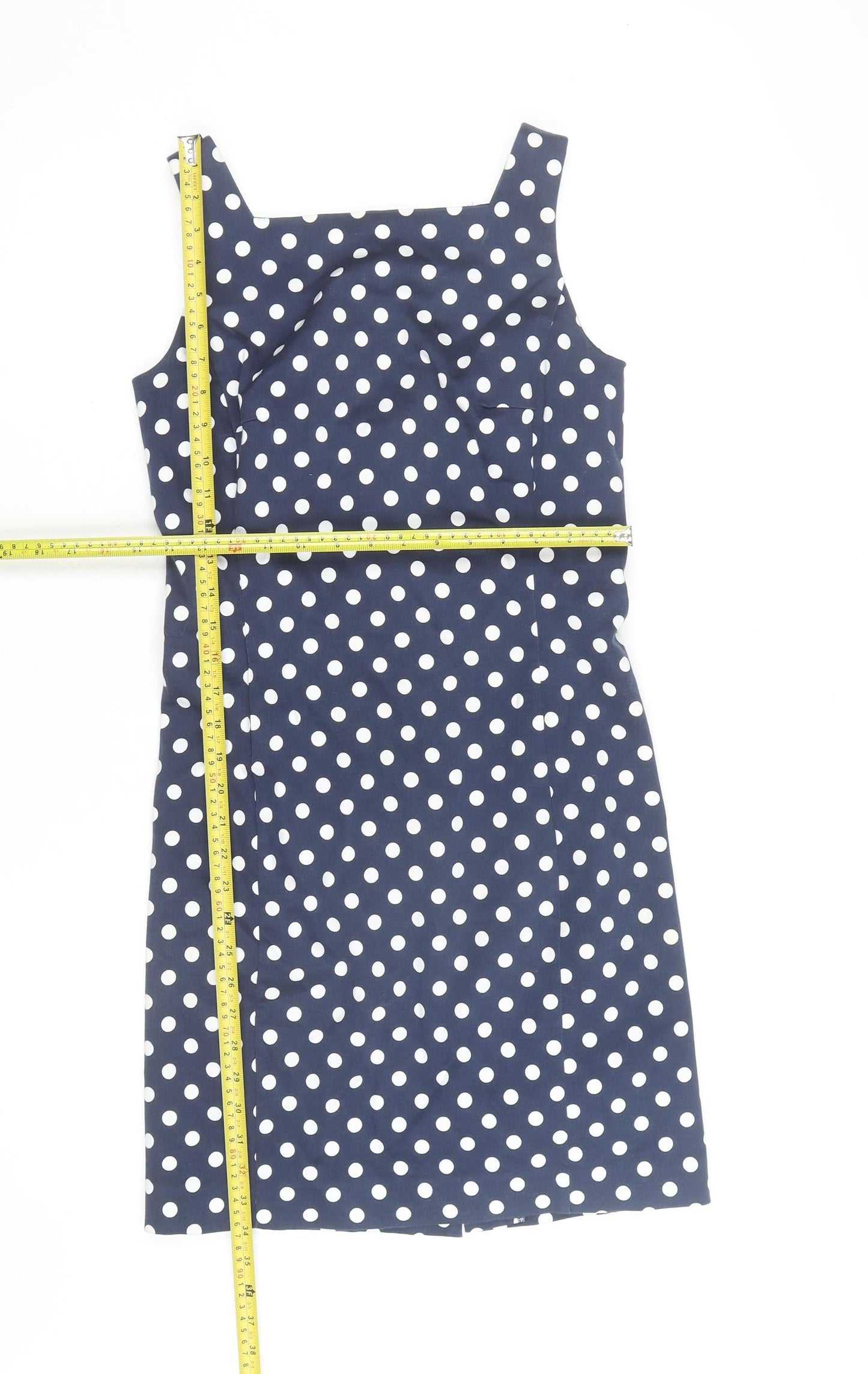 Ralph Lauren Women Blue White Polka Dot Sheath Dress Size 4