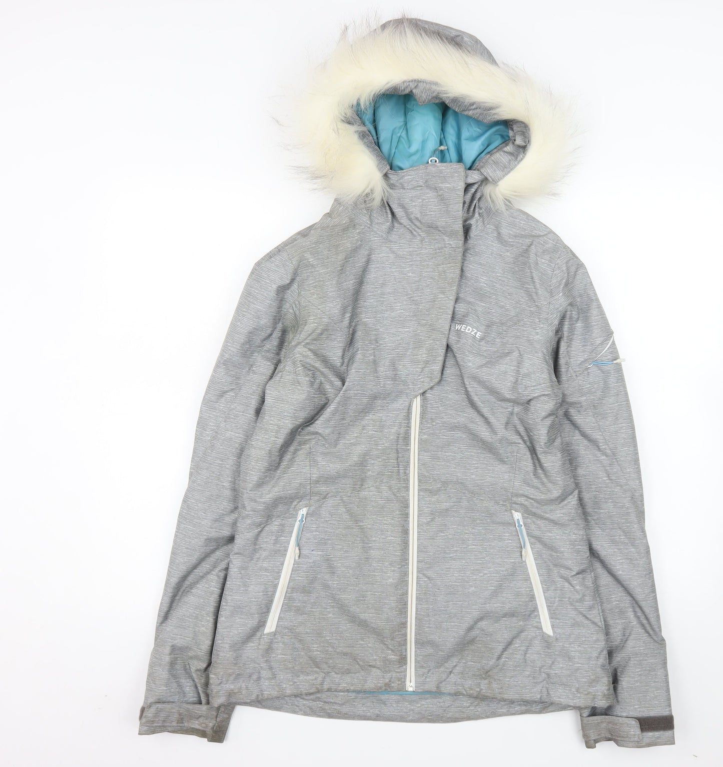 Wedze Women's Grey XS Ski Jacket Hooded Waterproof Insulated Coat