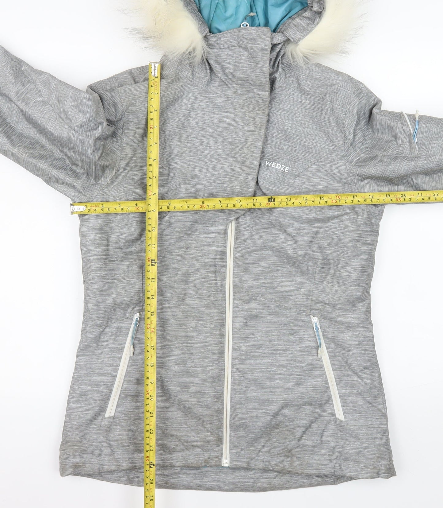 Wedze Women's Grey XS Ski Jacket Hooded Waterproof Insulated Coat