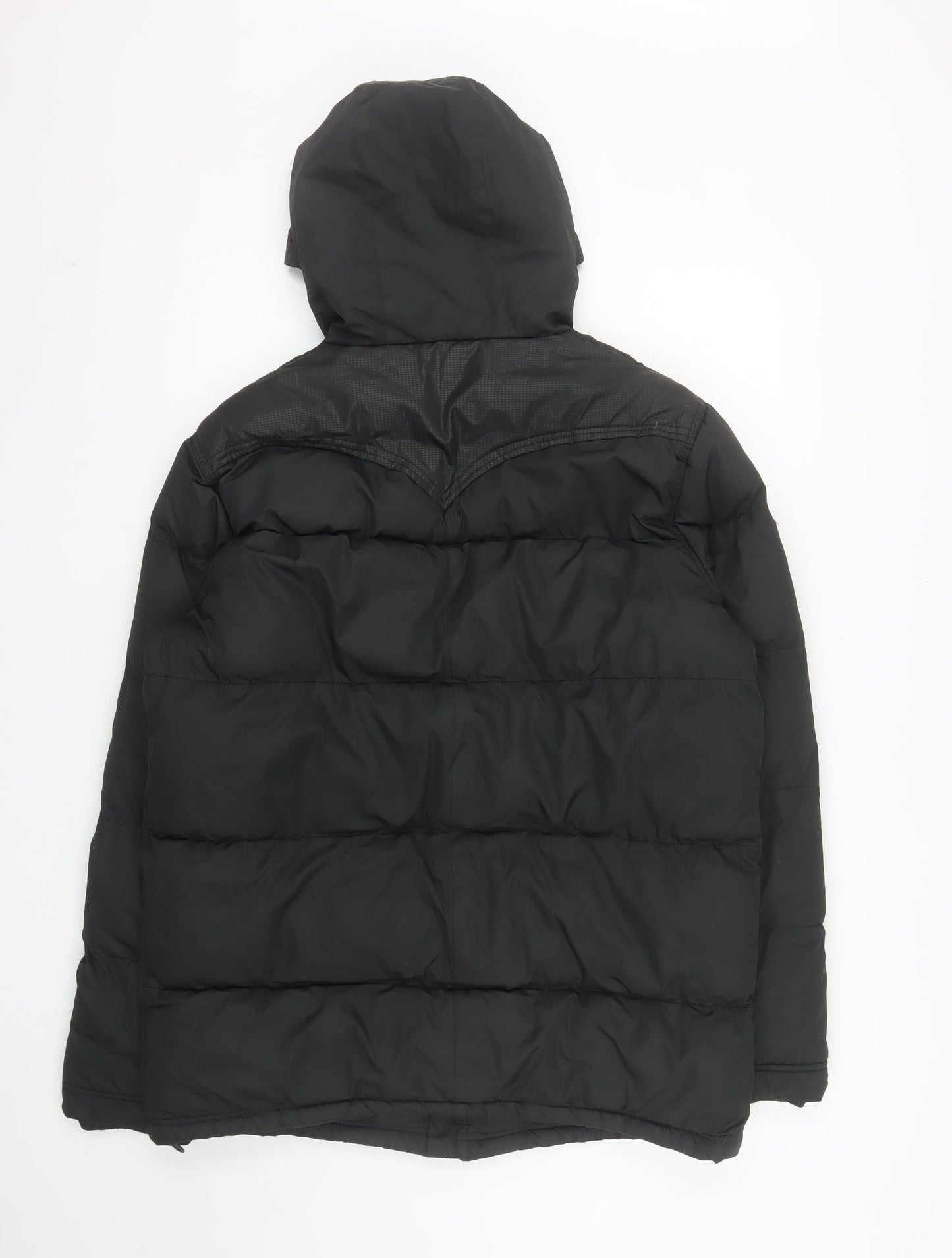 GOV DENIM Men's Black L Hooded Puffer Jacket with Pockets