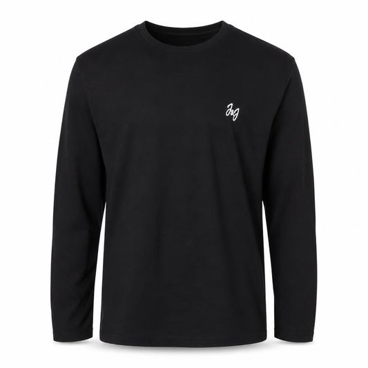 Jack & Jones Men's Black Cotton Long Sleeve Crew Neck Top S