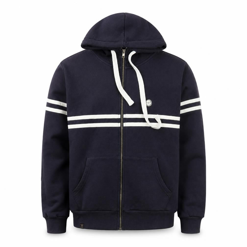 Le Breve Men's Blue Hooded Full Zip Jacket Size L