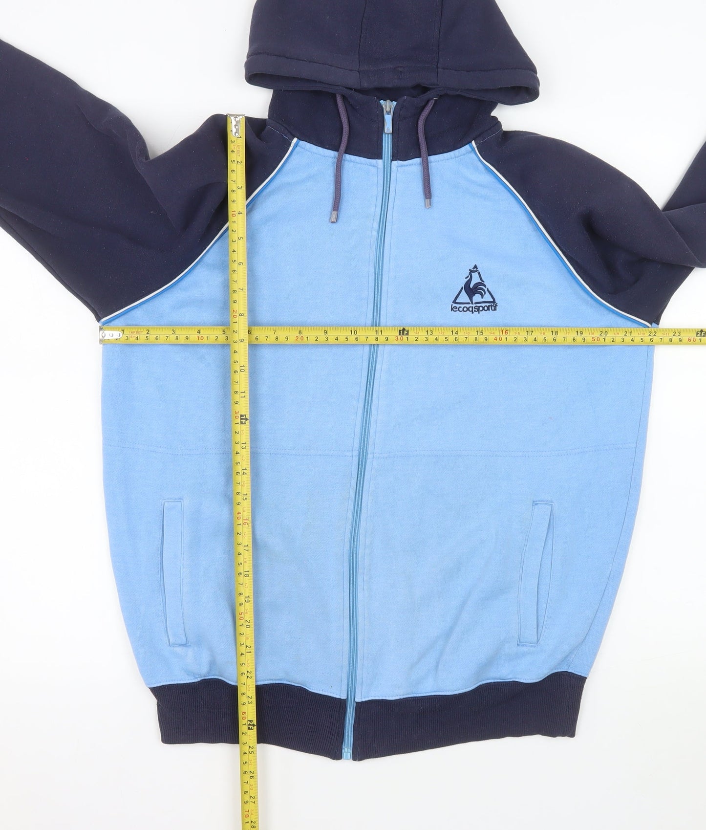 Le Coq Sportif Mens Blue Full Zip Hooded Sports Jacket Size M
