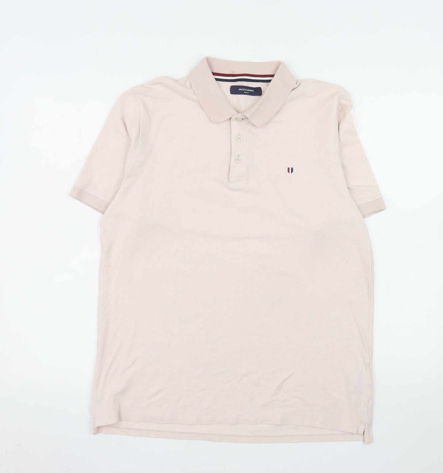 Jack & Jones Men’s Beige Polo Shirt Size L Cotton Classic Fit