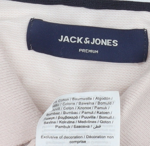 Jack & Jones Men’s Beige Polo Shirt Size L Cotton Classic Fit