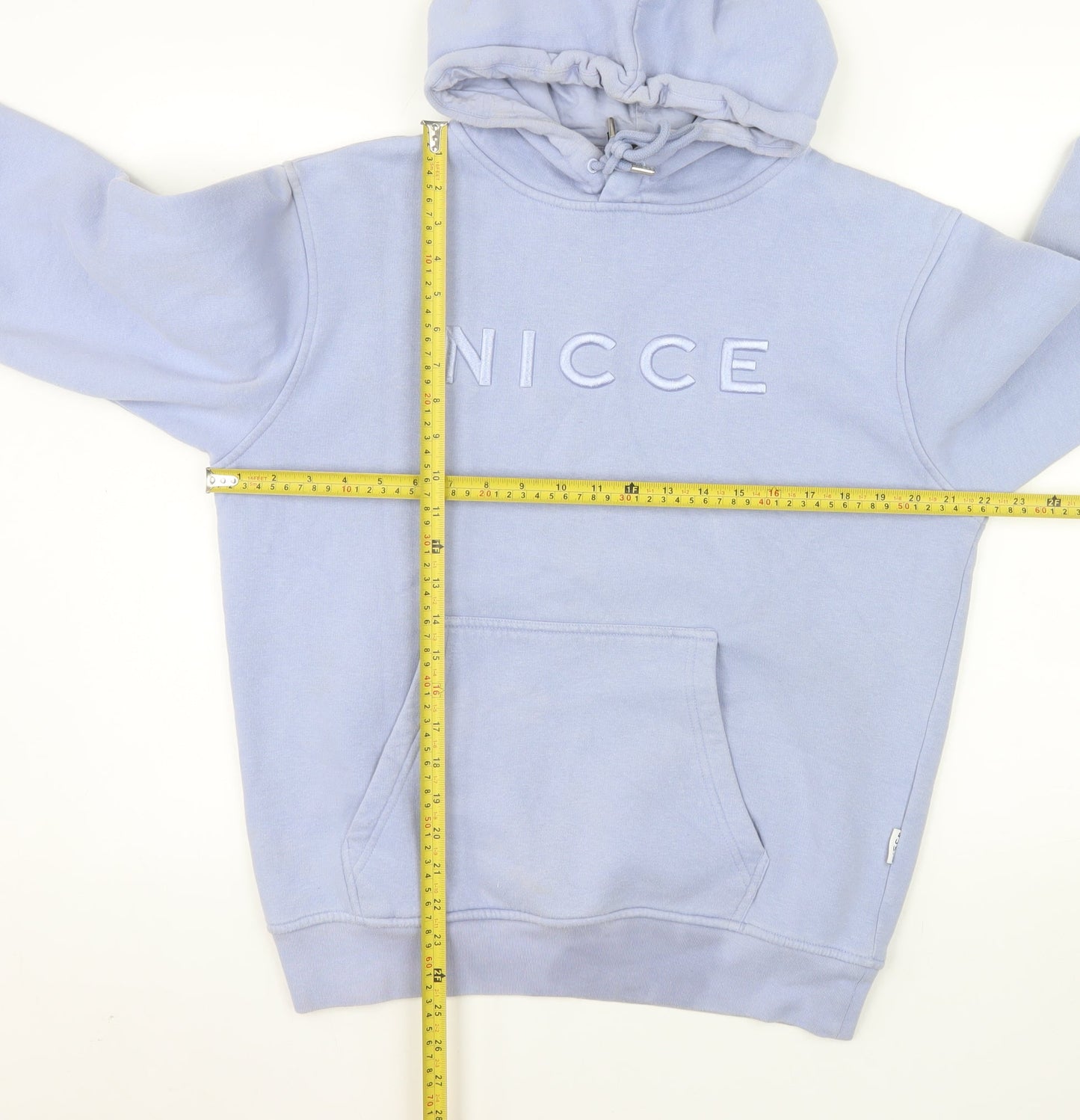 NICCE Women's Blue Pullover Hoodie XS Cotton Blend Logo Jumper