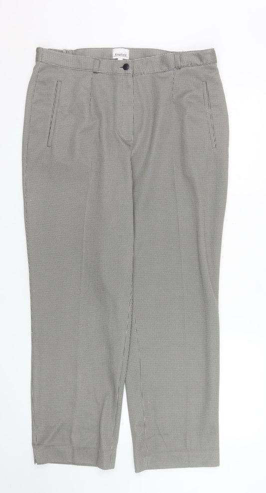 Kingfield Men's Grey Check Pleated Trousers Size 21in Regular Fit