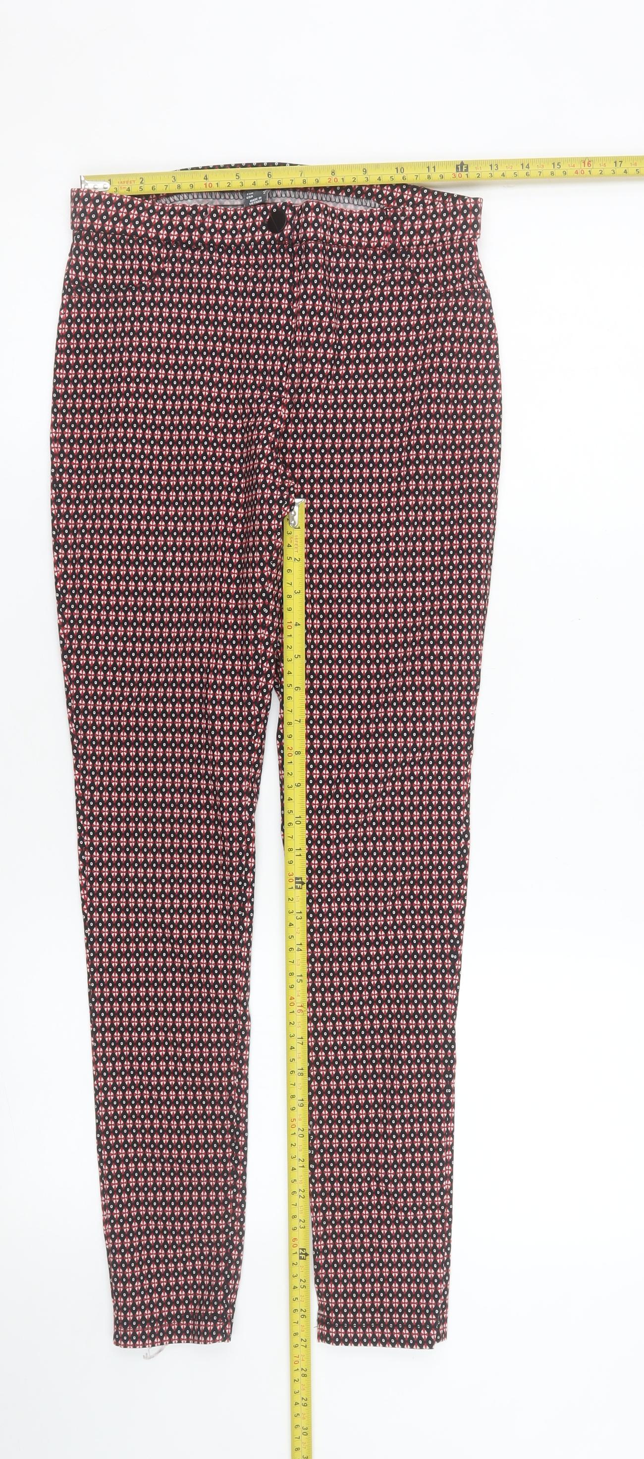 Atmosphere Womens Red Geometric Slim Fit Trousers Size 8