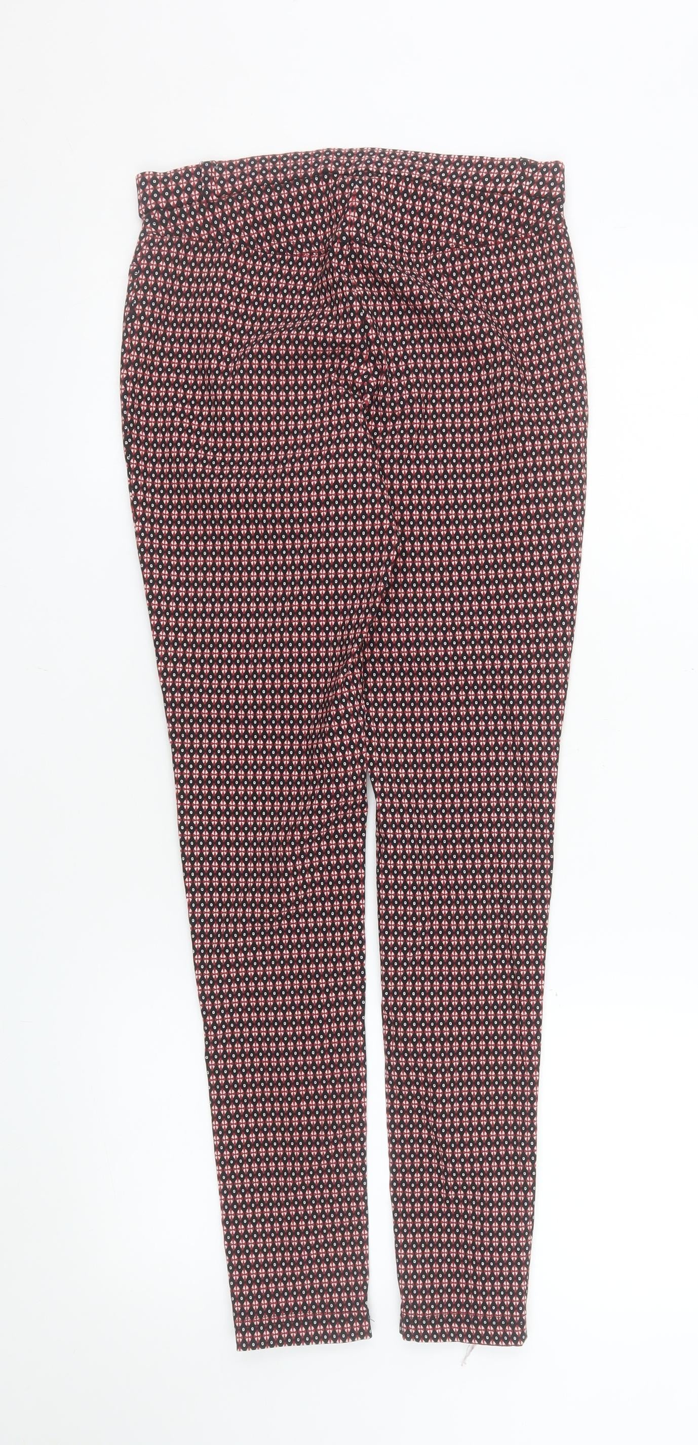 Atmosphere Womens Red Geometric Slim Fit Trousers Size 8