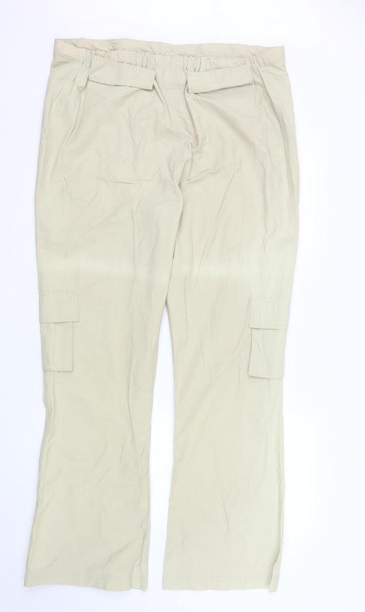 Blooming of Dublin Women's Beige Cargo Trousers Size 16 Elastic Waist
