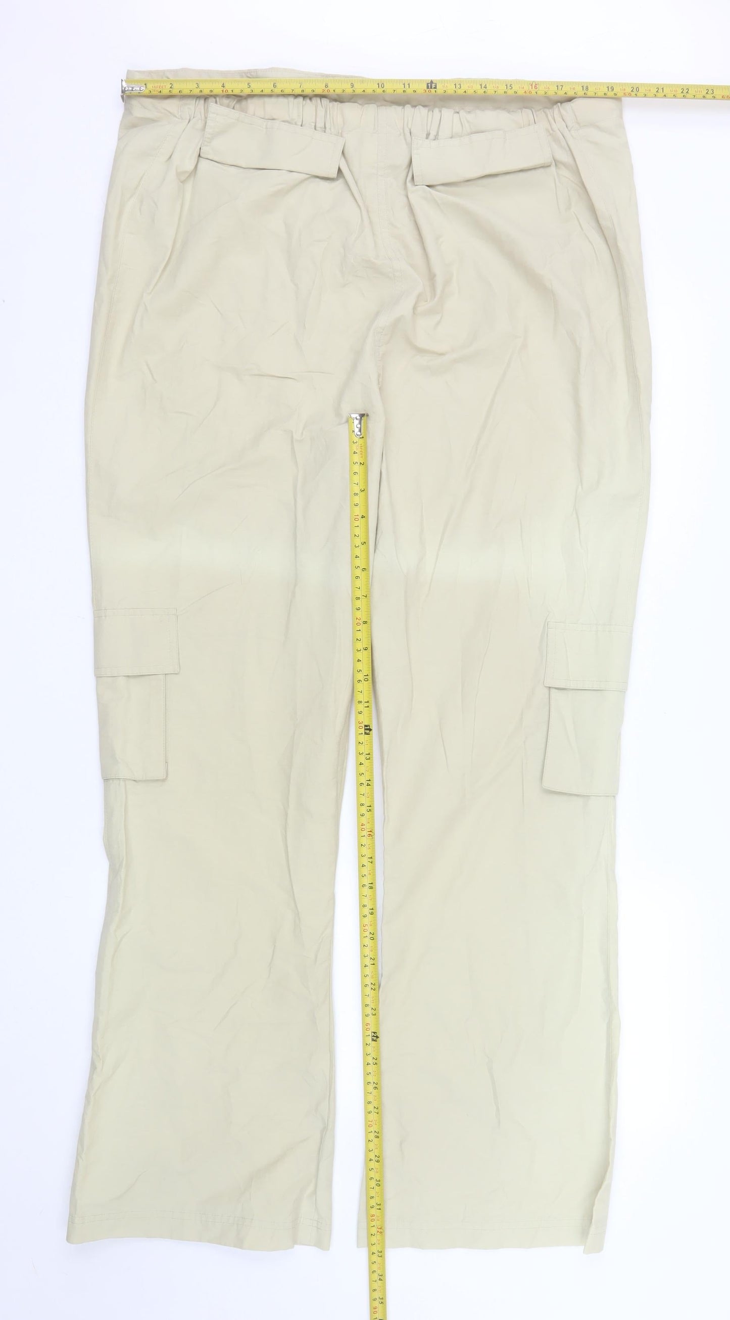 Blooming of Dublin Women's Beige Cargo Trousers Size 16 Elastic Waist