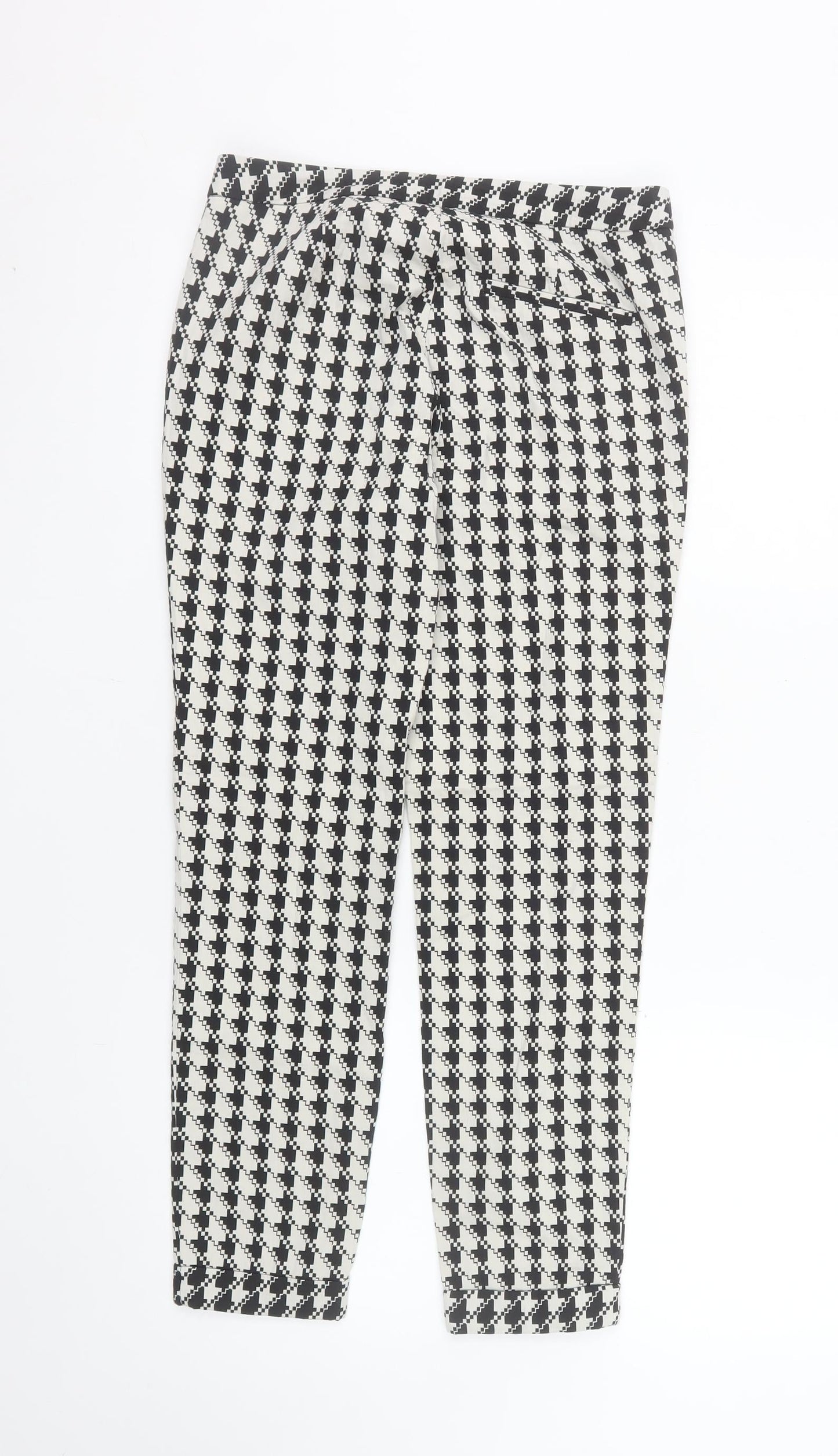 Zara Basic Women's Black Geometric Slim Cropped Trousers Size S
