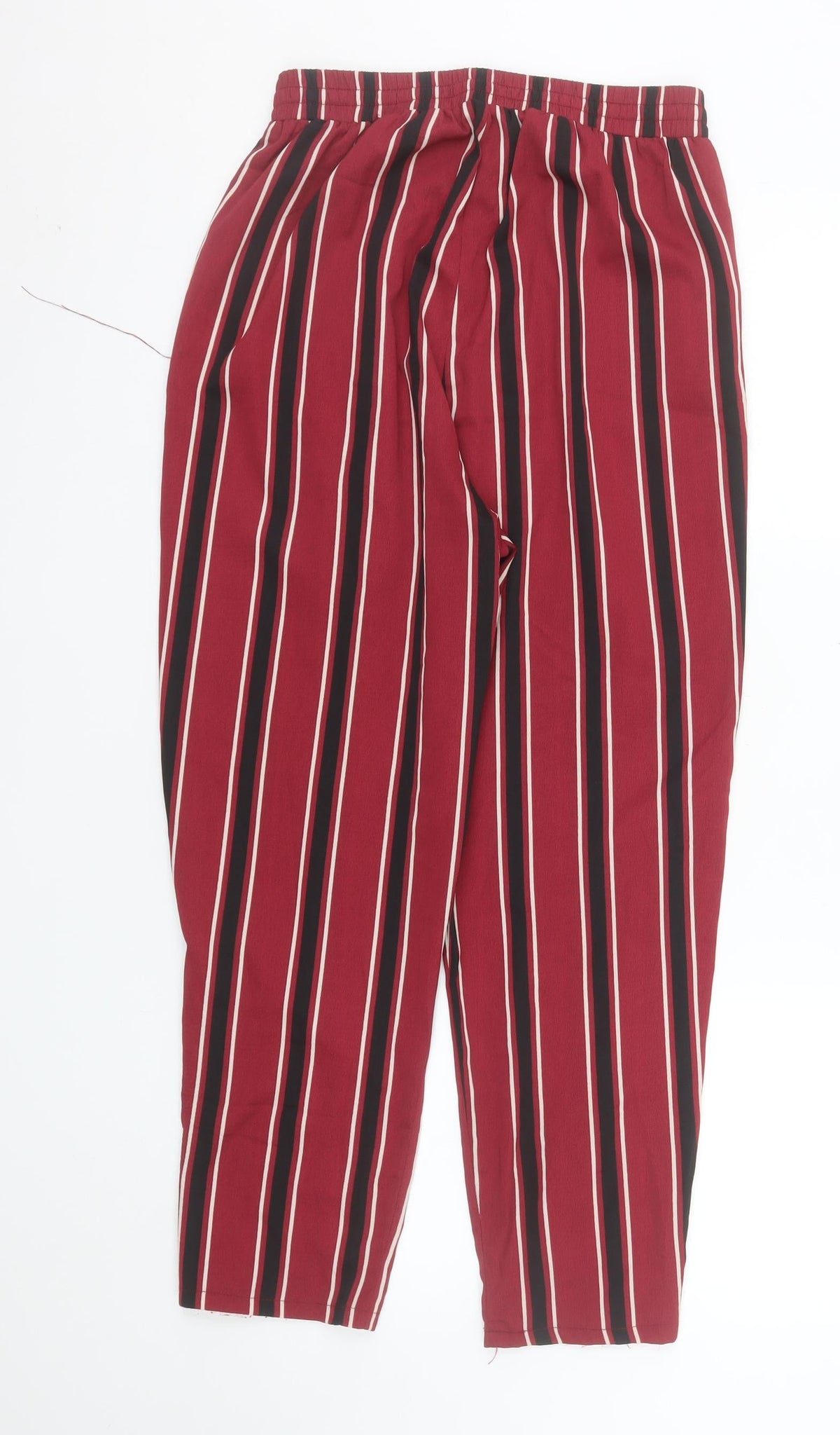 PrettyLittleThing Women’s Red Striped Cropped Tapered Trousers Size 10