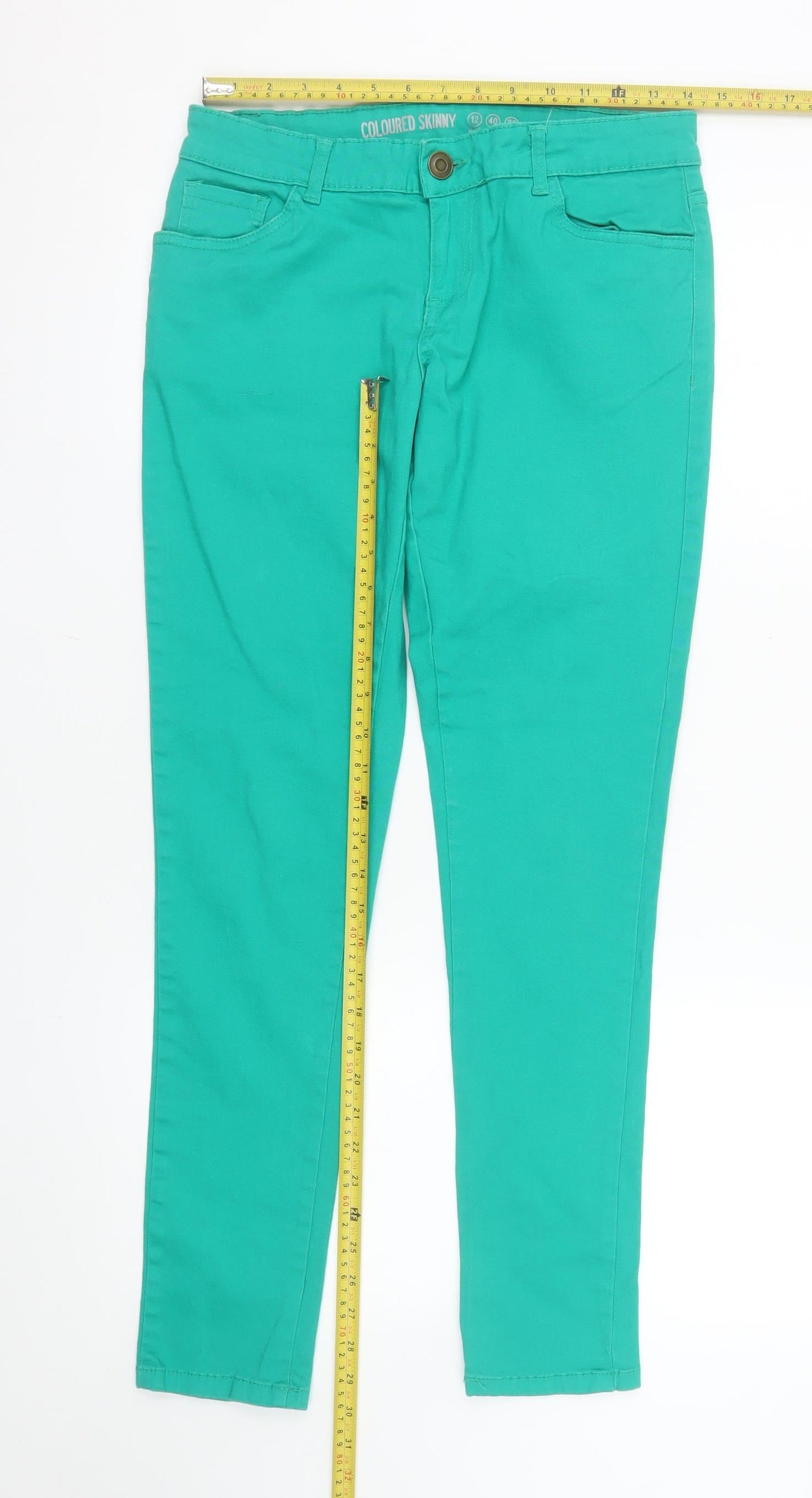 Denim Co Women's Green Skinny Jeans Size 12 Slim Fit Stretch