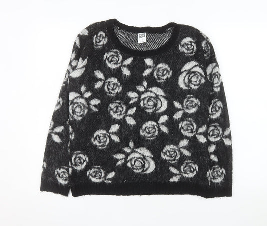 Vero Moda Women’s Black Floral Knit Acrylic Jumper Size S