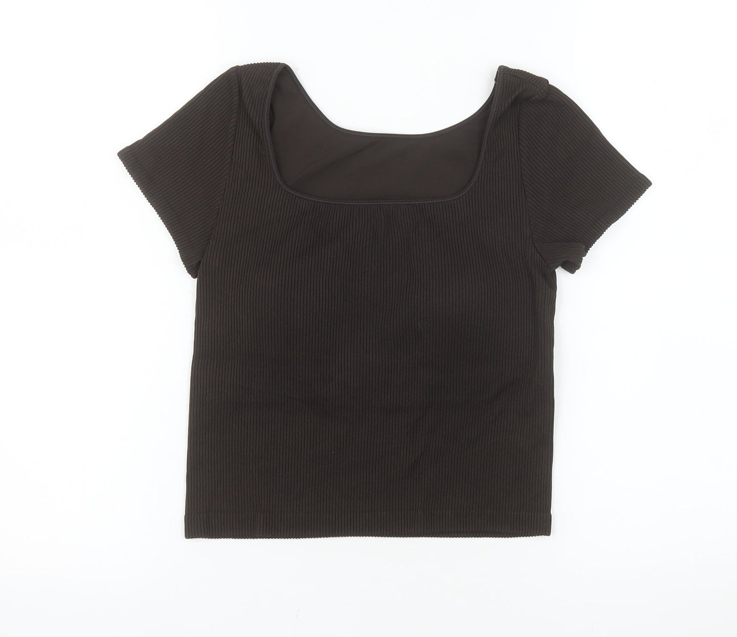 Uniqlo Women’s Brown Cropped Ribbed T-Shirt Slim Fit Size M