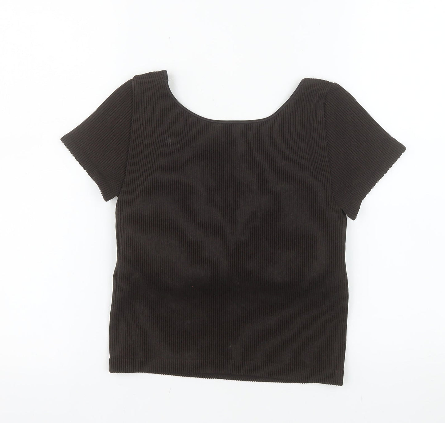 Uniqlo Women’s Brown Cropped Ribbed T-Shirt Slim Fit Size M