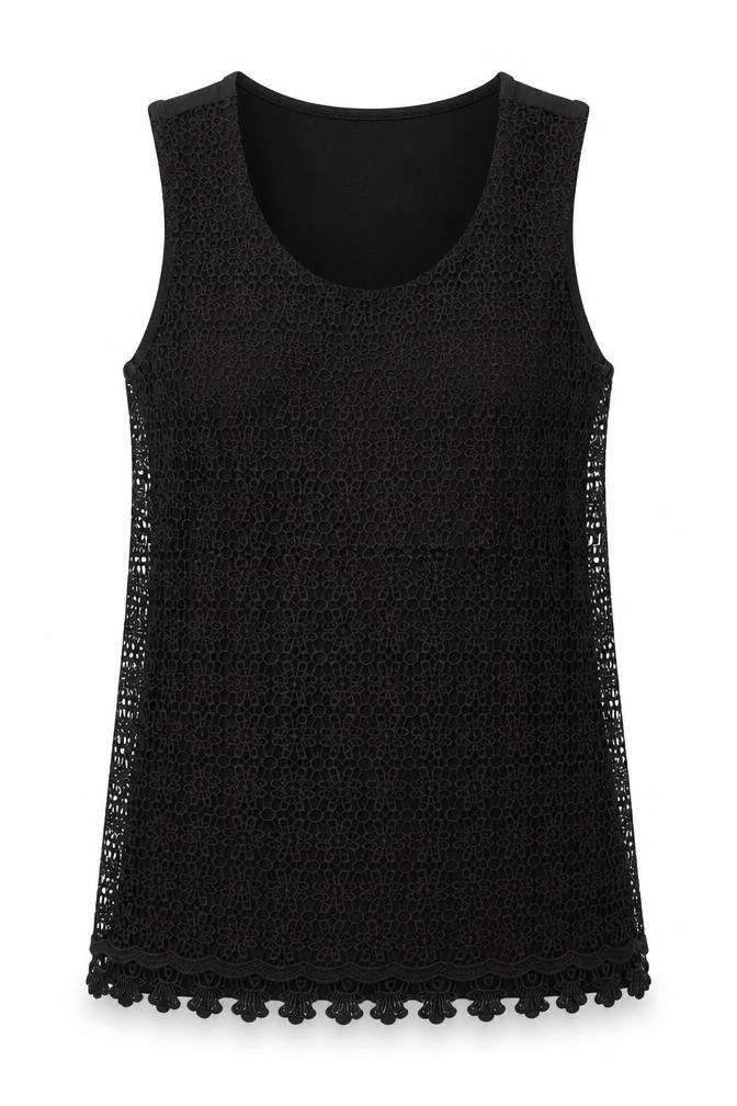 Savida Women’s Black Lace Tank Top UK 10 Viscose Blend Camisole