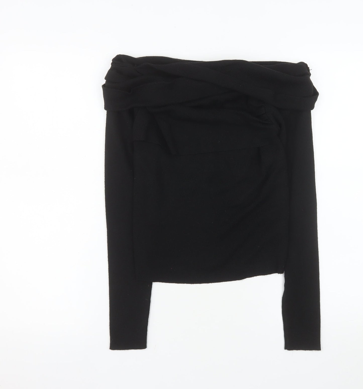 Commense Women’s Black Off Shoulder Long Sleeve Knit Blouse M