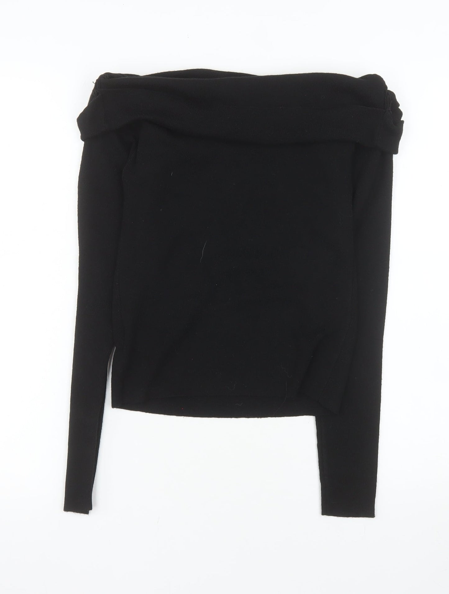 Commense Women’s Black Off Shoulder Long Sleeve Knit Blouse M