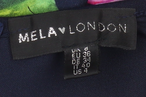 Mela London Women's Multicoloured Floral Hi-Low Fit & Flare Dress Size 8