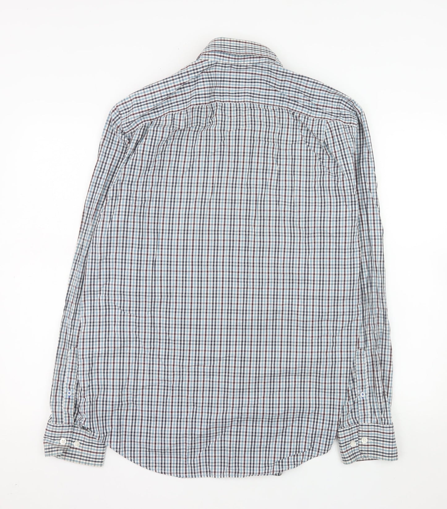Gap Men's Blue Check Non-Iron Cotton Long Sleeve Shirt L