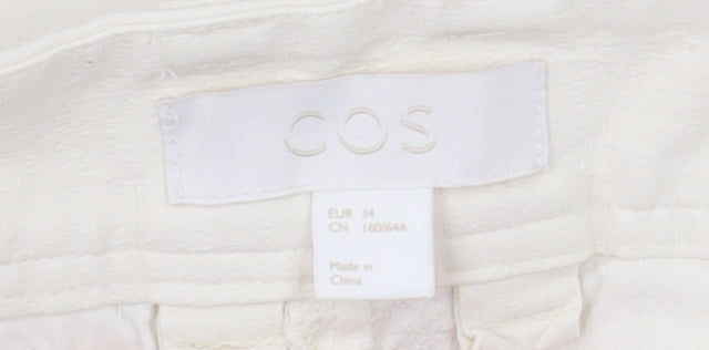 COS Women’s Ivory Chino Trousers Size 8 Pleated Hemp Blend