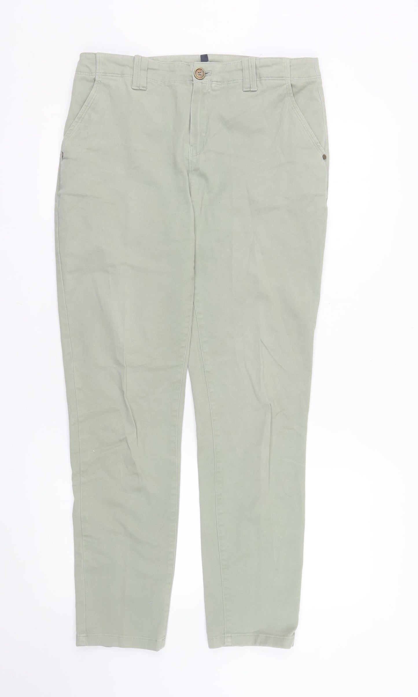 Dash Womens Green Chino Trousers Size 10R Cotton Blend