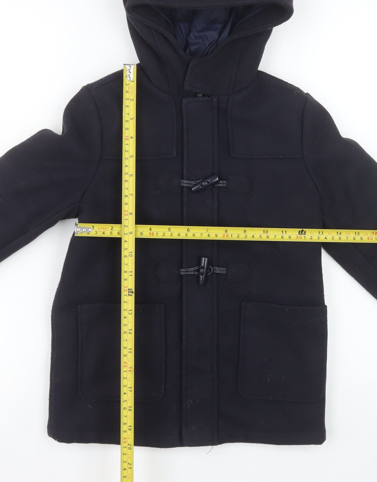 Mayoral Boys Black Duffle Coat Hooded Mid-Length 5 Years Polyester