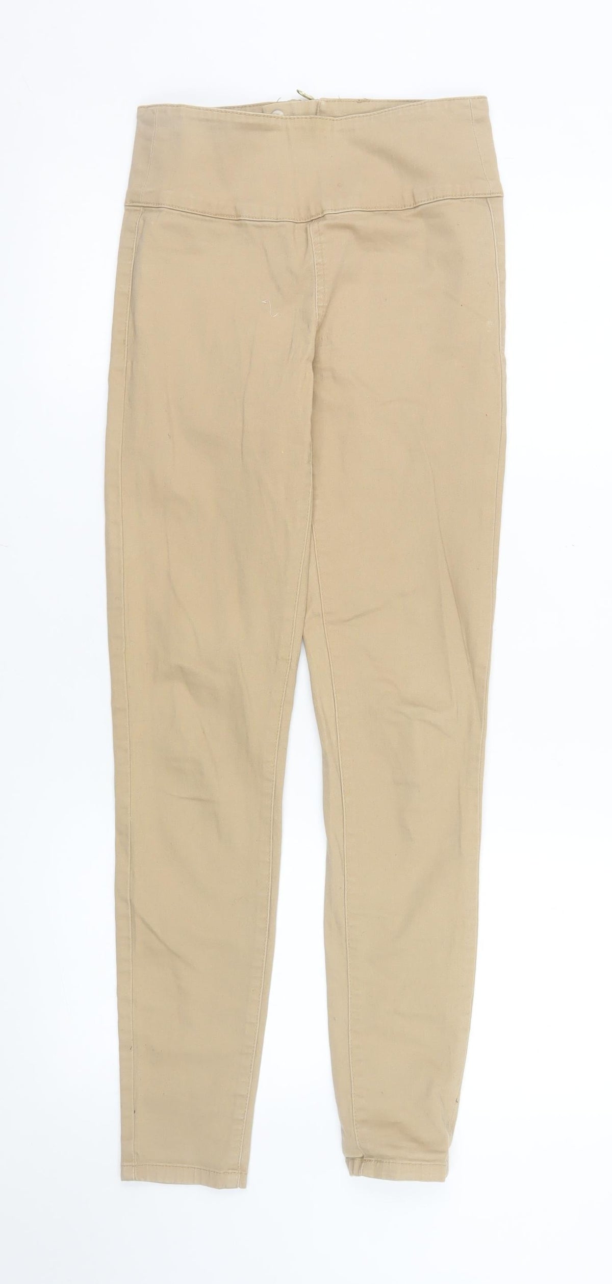 Pieces Women’s Beige High Waist Skinny Leggings S Zip Detail