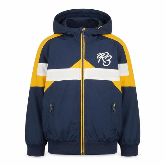 Ripstop Boys Blue Yellow Hooded Colourblock Windbreaker Jacket 11-12 Years