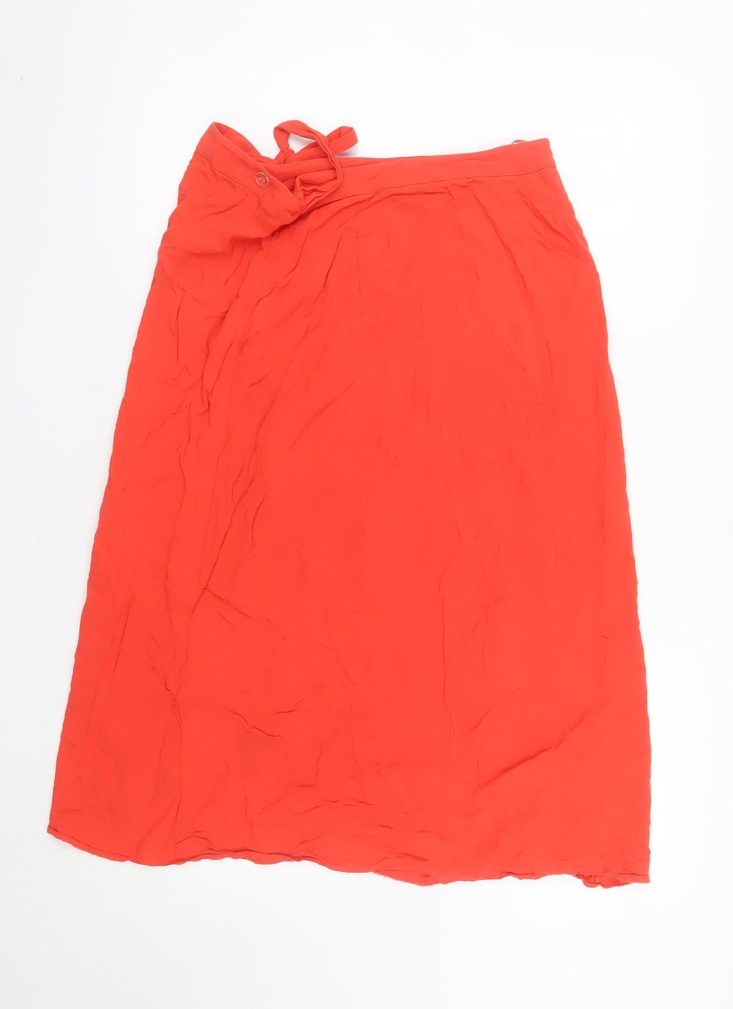 New Look Women’s Red Wrap Midi Skirt Size 6 Lightweight Viscose