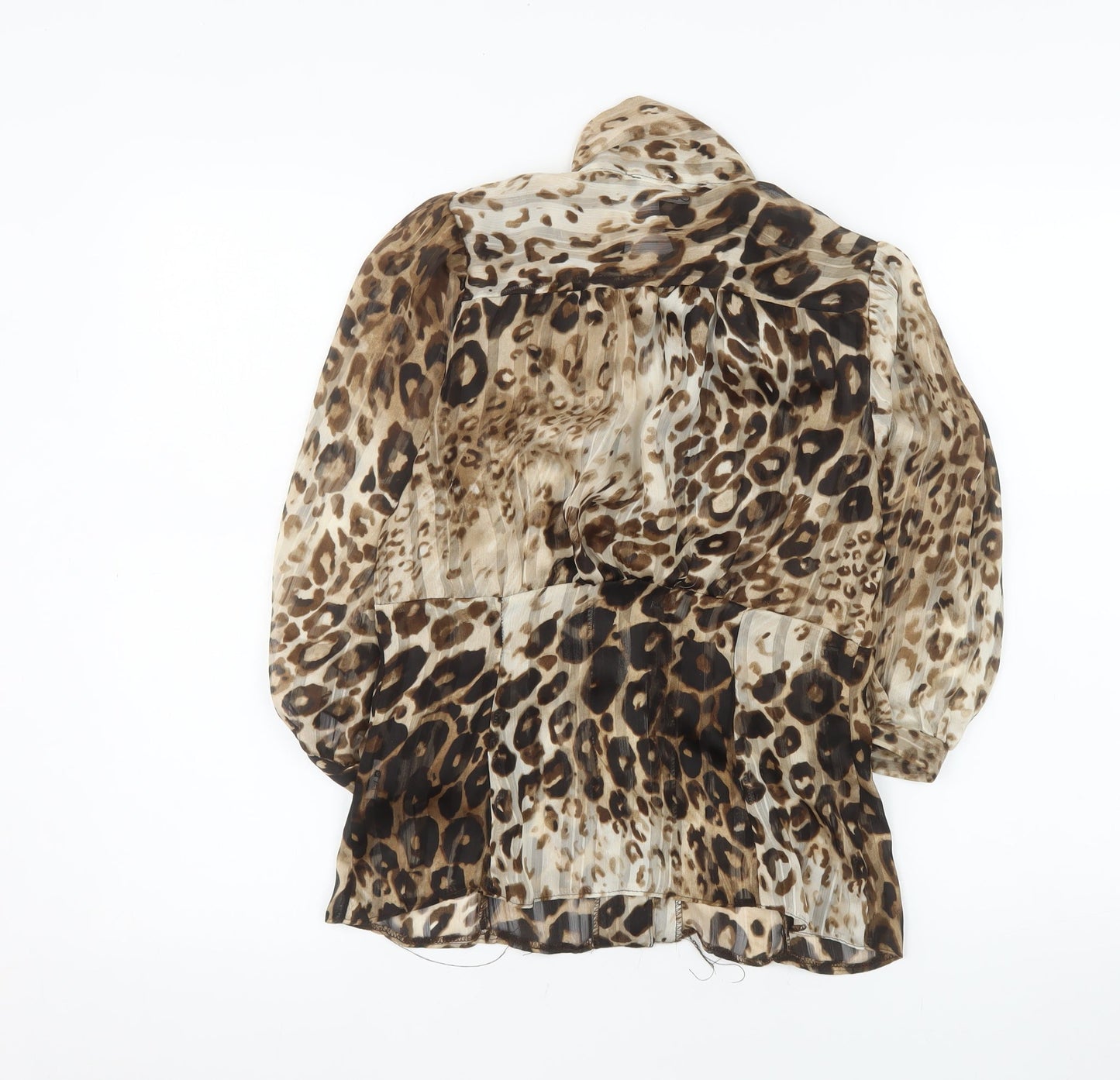 Closet Women Brown Leopard Print Chiffon Wrap Blouse Size 10