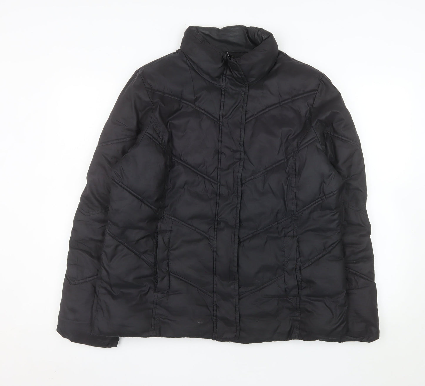 Gap Men's Black L Puffer Jacket Regular Fit Quilted Winter Coat