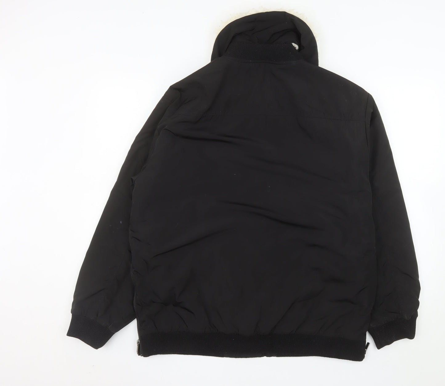 French Connection Men's Black Bomber Jacket Size S Lined Winter Coat
