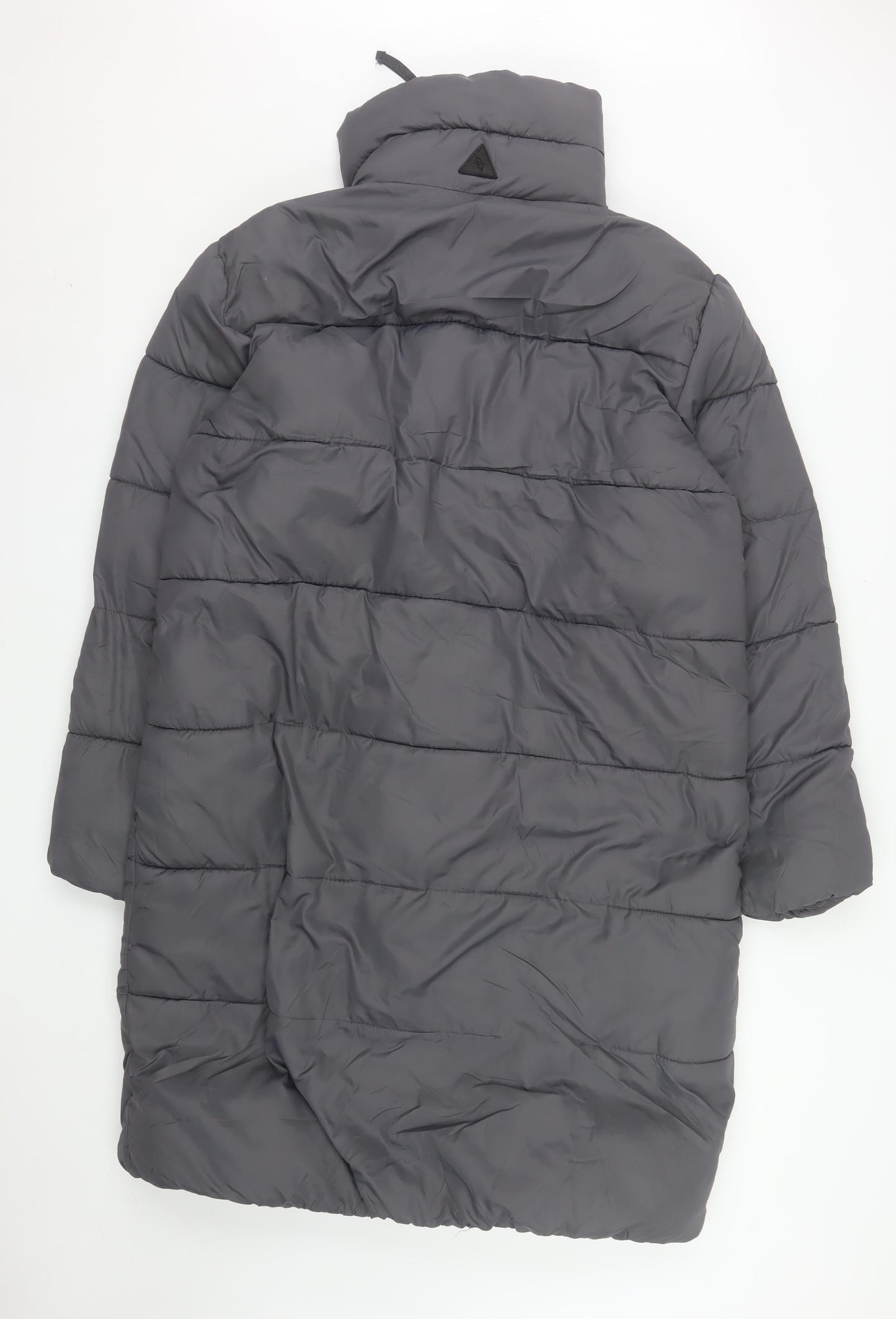 b.young Women Grey Long Puffer Coat Size 16 Full Zip Insulated Jacket