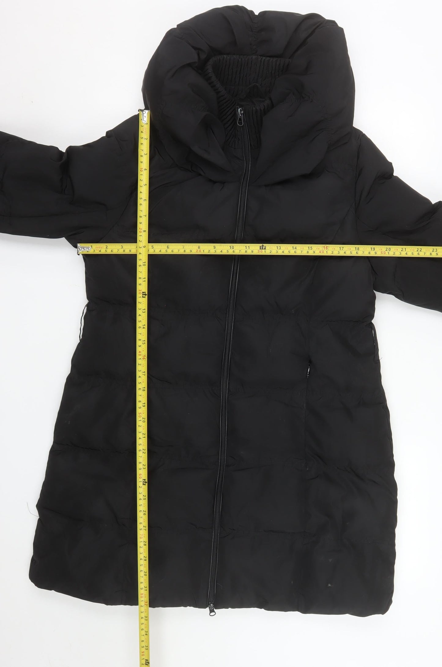 Brave Soul Women's Black Long Puffer Coat Size 14 Hooded Winter Jacket