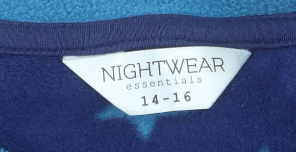 Nightwear Essentials Women Blue Fleece Pyjama Top Size 14-16 Fox Design