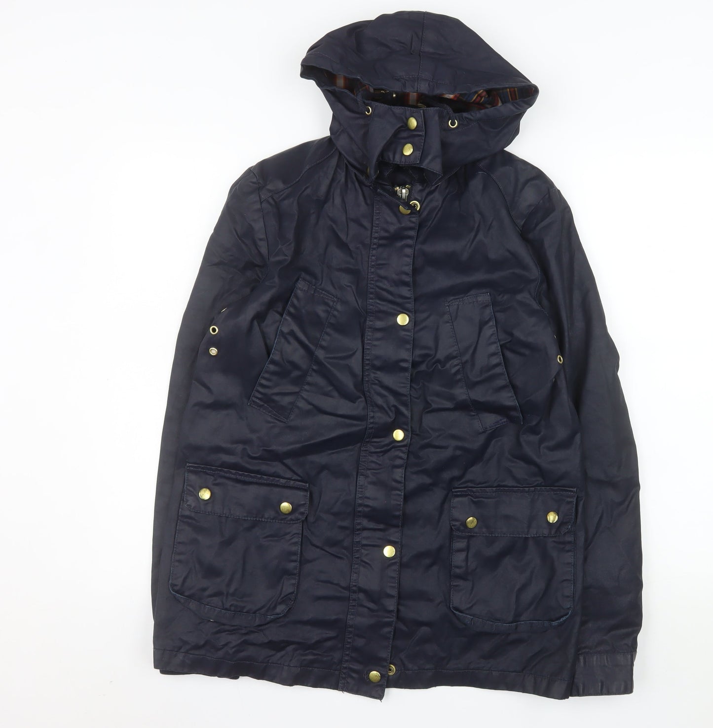 Zara Woman Blue Hooded Waterproof Parka Jacket XS