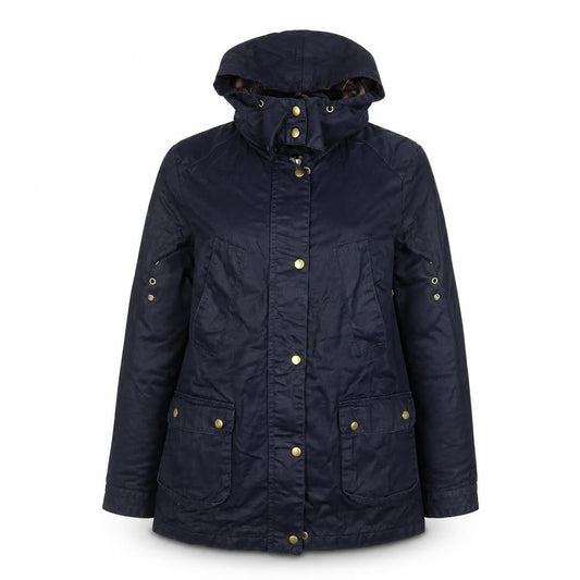 Front view of Zara Woman Blue Hooded Waterproof Parka Jacket XS